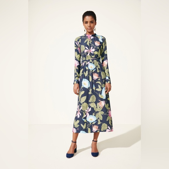 Ann Taylor Floral Keyhole Midi Dress Size 10 NWT Classic Career Feminine - Picture 1 of 12